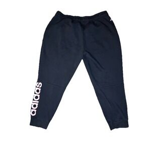 Adidas Fleece Sweatpants Men's 2XL Pink Logo Spellout Tapered Ankle Joggers